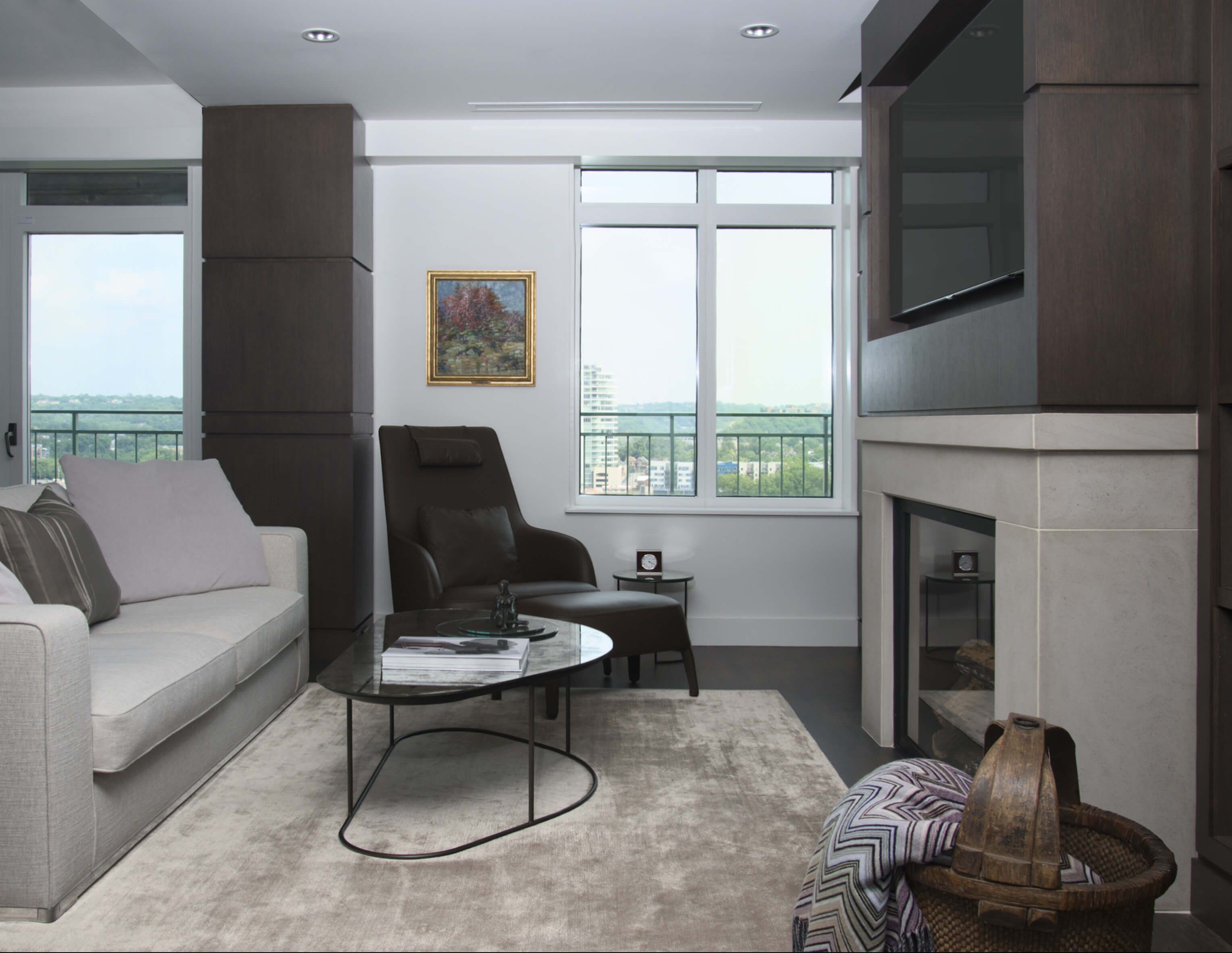 Modern and minimal living room designed by Interior Designer, RM Interiors.