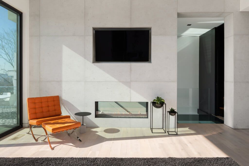 Modern Fireplace Wall with Mid-Century Modern Furniture